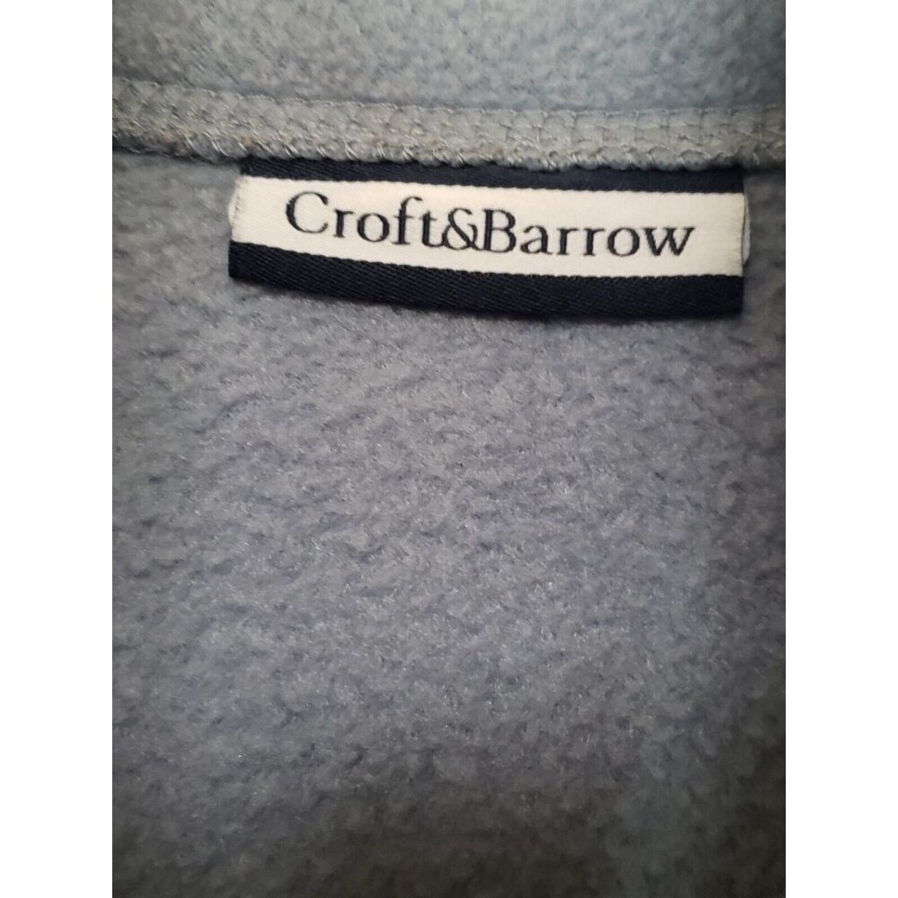 Croft & Barrow Women's Sz S Light Blue Long Sleeve Zip Up Sweater Snowman Print - Picture 6 of 7